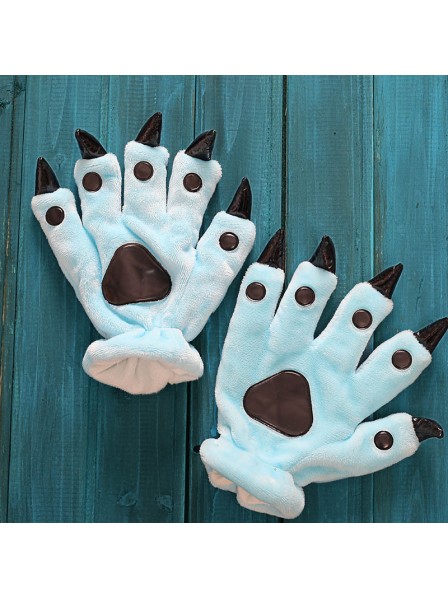 Sky blue Onesies Animal Hands Paw Flannel Cartoon Gloves