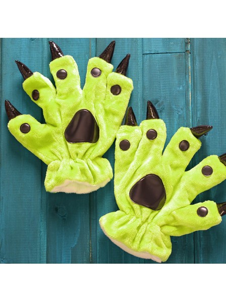 Fluorescent green Onesies Animal Hands Paw Flannel Cartoon Gloves