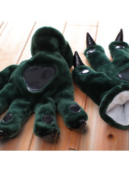 Dark green Onesies Animal Hands Paw Flannel Cartoon Gloves