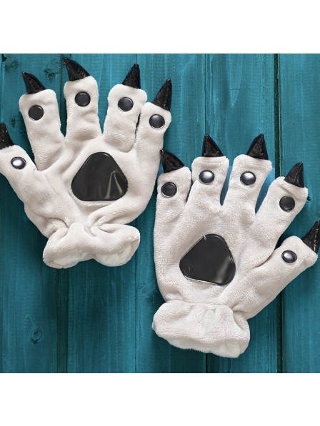 Grey Onesies Animal Hands Paw Flannel Cartoon Gloves