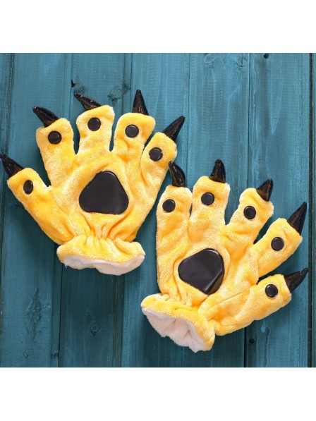Yellow Onesies Animal Hands Paw Flannel Cartoon Gloves
