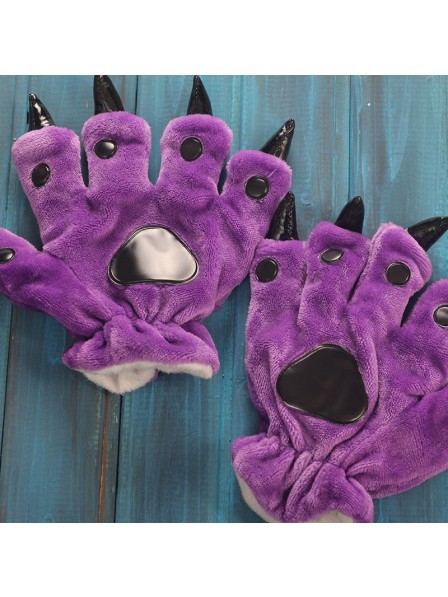 Purple Onesies Animal Hands Paw Flannel Cartoon Gloves