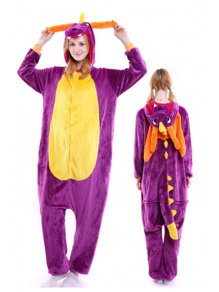 Purple Dragon Onesie Pajamas Flannel