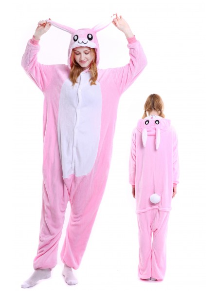 Pink Rabbit Onesie Pajamas Flannel