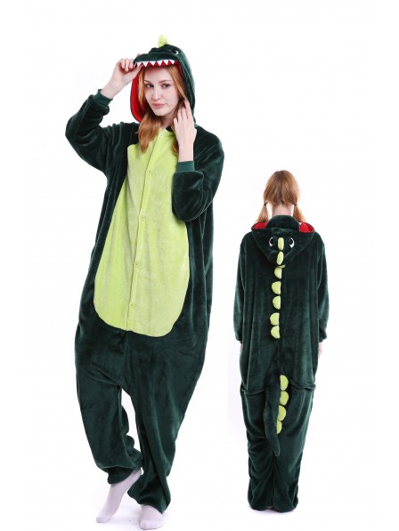 Green Dinosaur Onesie Pajamas Flannel