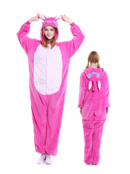 Pink Stitch Onesie Pajamas Flannel