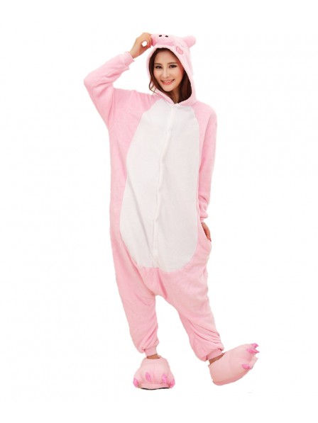 Pink Pig Onesie Pajamas Flannel