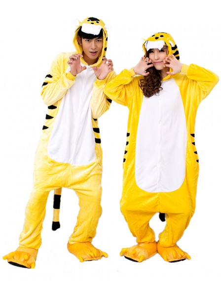 Yellow Tiger Onesie Pajamas Flannel