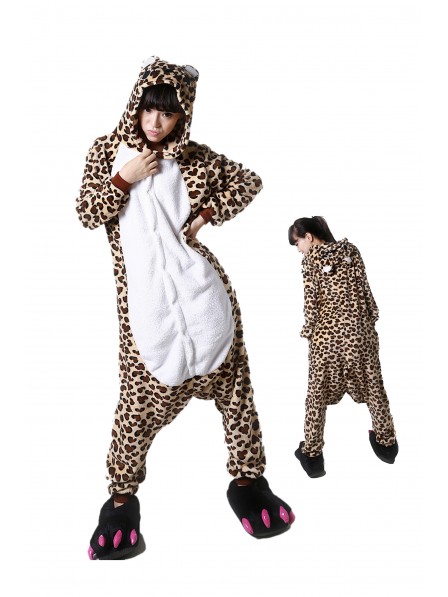 Leopard Bear Onesie Pajamas Flannel
