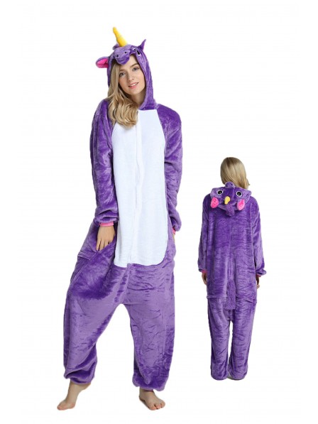 Purple Unicorn Onesie Pajamas Flannel