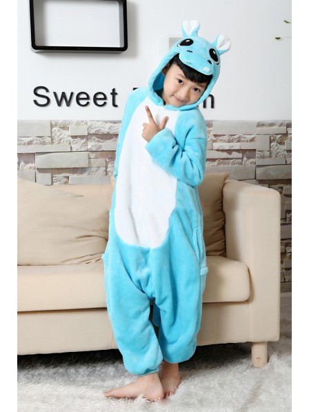 Blue Hippo Onesie Pajamas for Kids