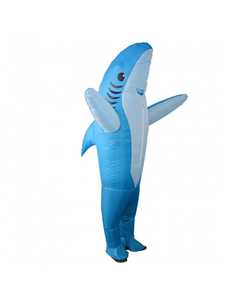 Inflatable Shark Costume Blow Up Halloween Funny Suit Blue