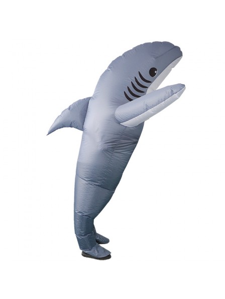 Inflatable Shark Costume Blow Up Halloween Funny Suit Gray