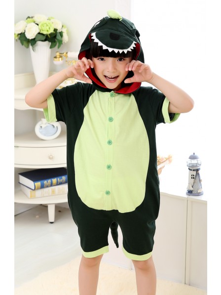 Green Dinosaur Onesie Kids Summer Short Sleeves