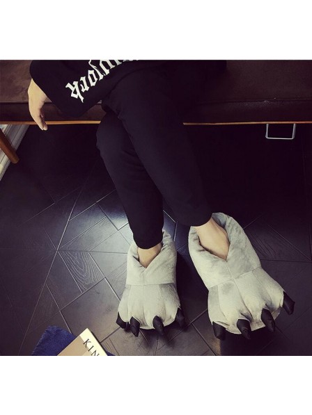 Gray Plush Paw Claw House Slippers Animal Costume Shoes