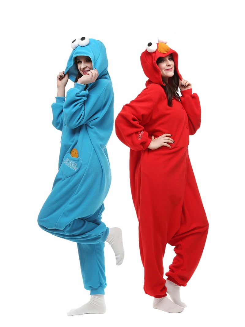 Sesame Street Cookies Monster & Elmo Onesie Kigurumi Pajamas for Adults  Animal Cosplay Costumes | Lilypajamas.com