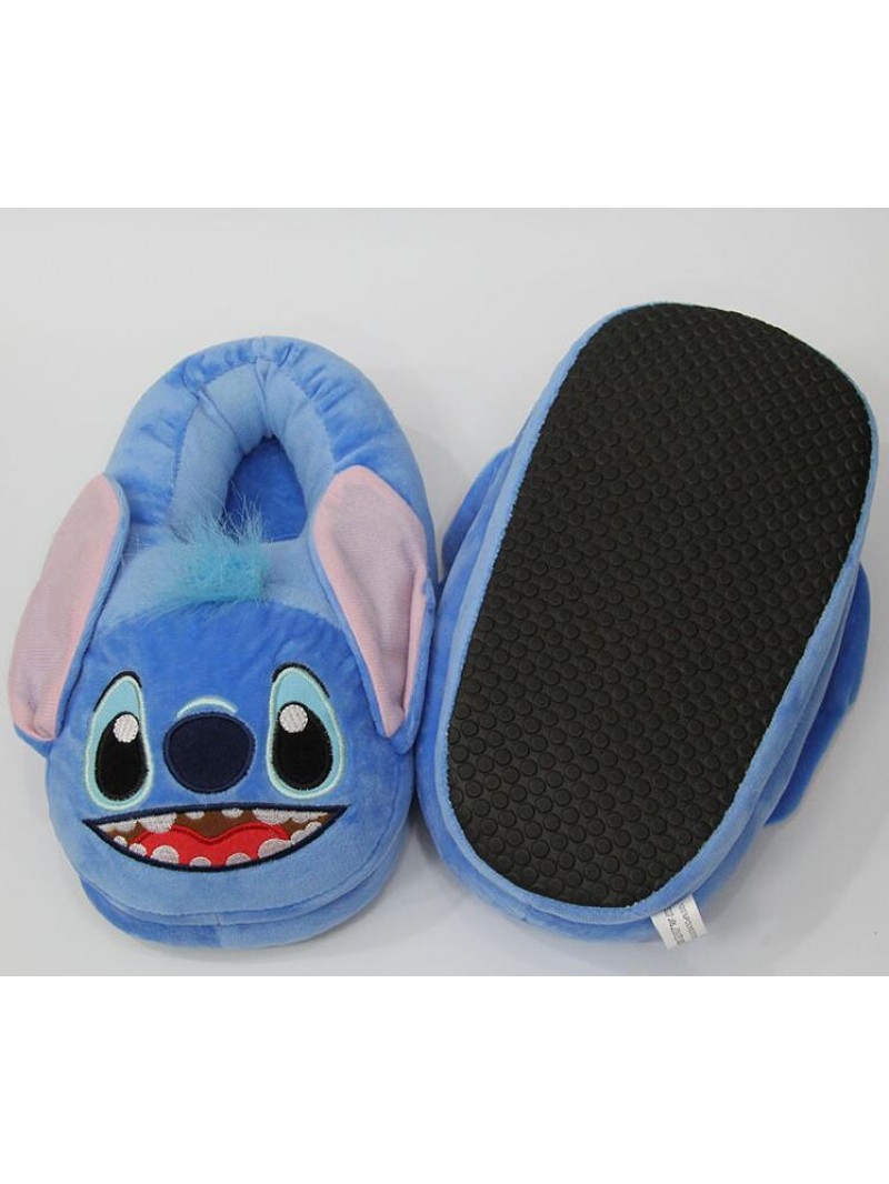Lilo and Stitch Cosplay Adult Kids Soft Warm Plush Shoes Indoor Slippers Blue 